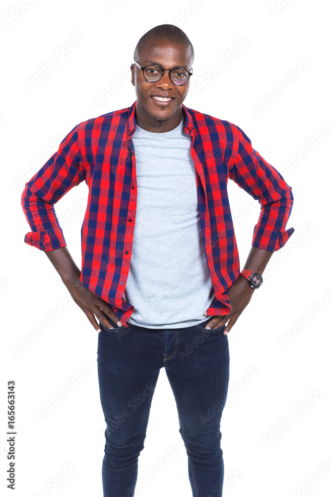 Fototapeta premium Handsome young man looking at camera. Isolated on white.