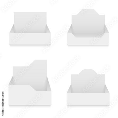 POS POI cardboard blank empty display show box holder. Vector mock up template ready for your design.
