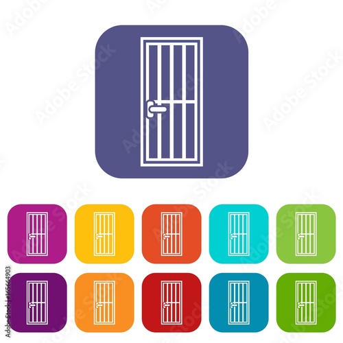 Steel door icons set