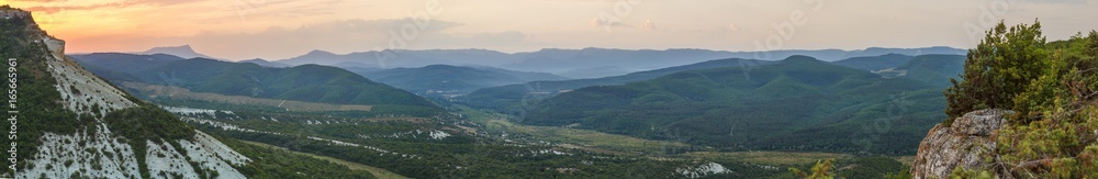 Mountainous expanses of the Crimean mountains at sunrise