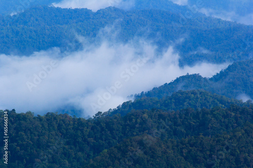 blue mountains in nature under white cloud