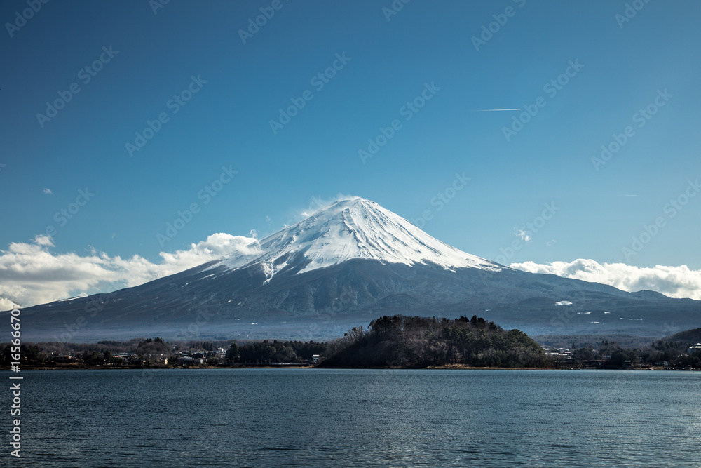 Mt Fuji in the early morning with reflection on the lake kawaguchiko travel Mt Fuji in the early morning with reflection on the lake kawaguchiko travel