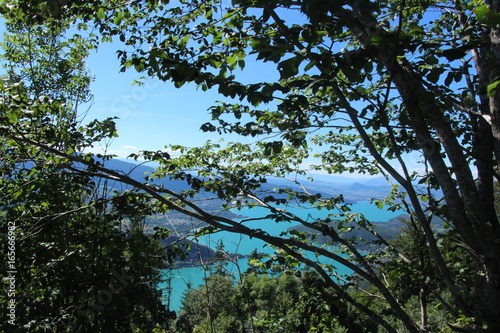 Le magnifique lac d'Annecy caché par les arbres