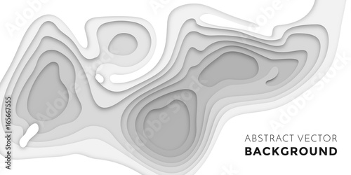 3D papercut layers, paper cut topography vector art background banner texture website template