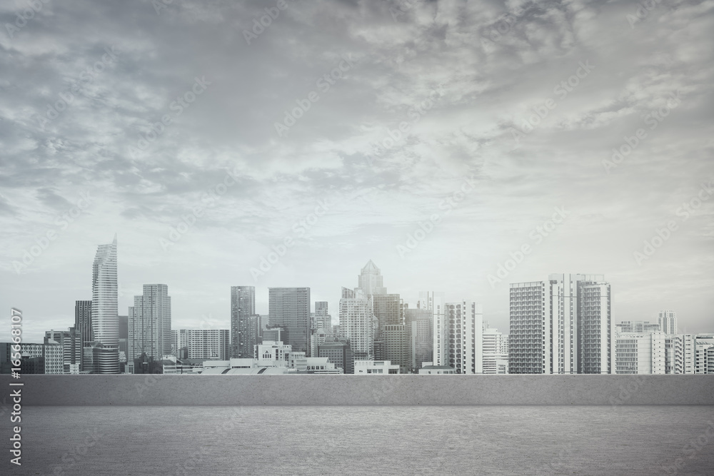 Fototapeta premium roof top floor with cityscape background
