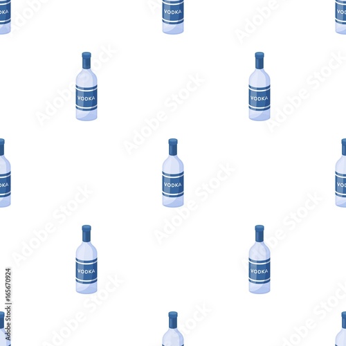 Glass bottle of vodka icon in cartoon style isolated on white background. Russian country symbol stock vector illustration.
