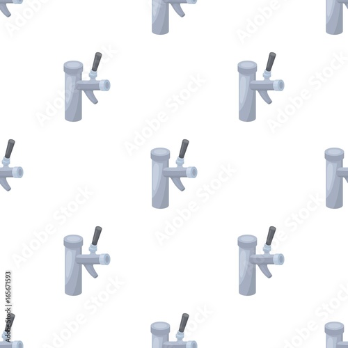 Metal faucet for dispensing cold kvass and beer in bars. Pub pattern icon in cartoon style vector symbol stock illustration.
