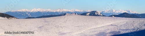 view from Velka Fatra mountains to High Tatras mountains