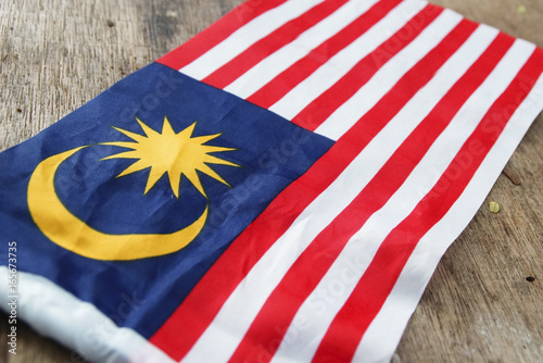 Photography Independence Day concept - Malaysian Flag Over Wooden Background