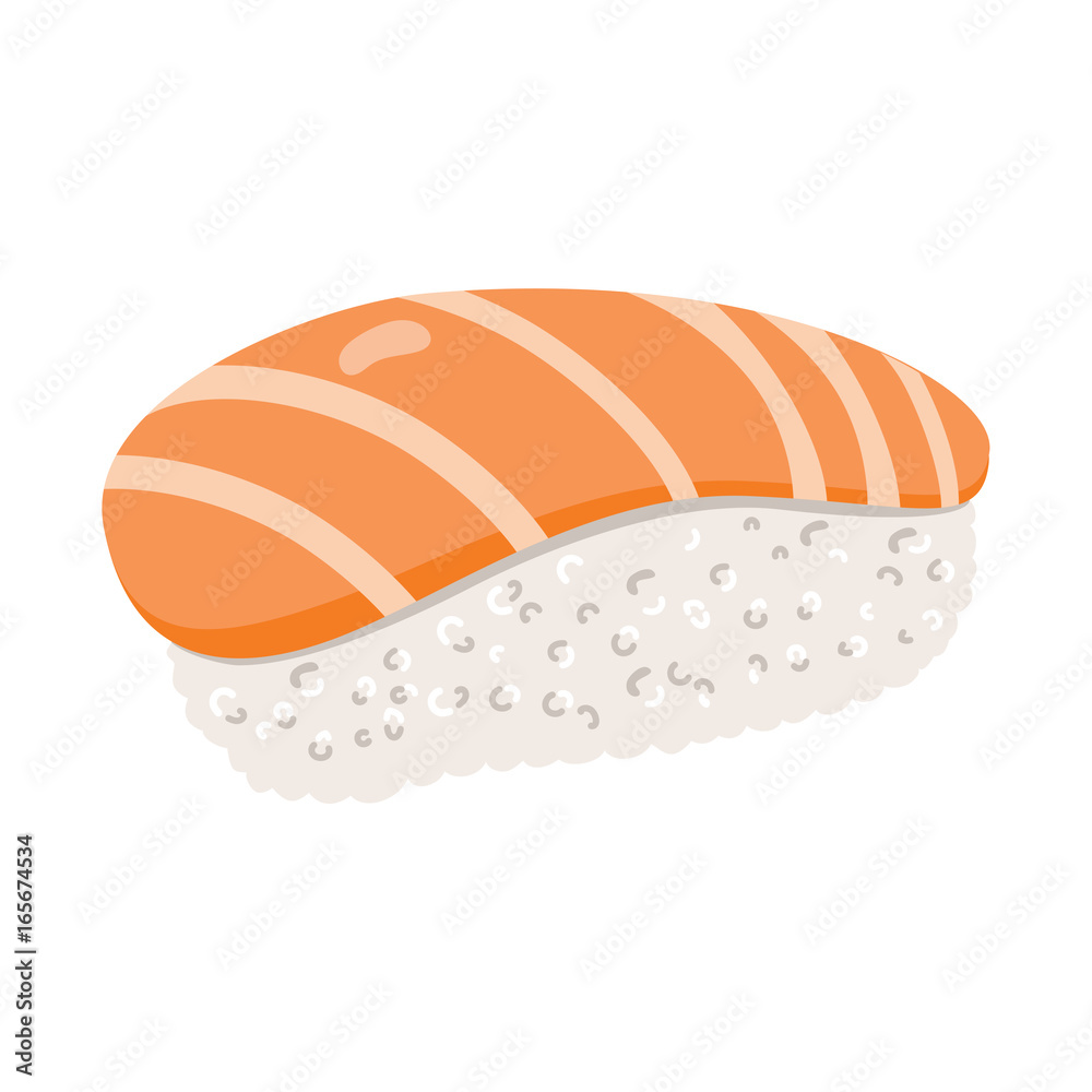 Illustration of Japanese food raw salmon sushi nigiri Illustration of Japanese food raw salmon sushi nigiri