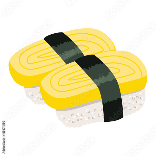 Illustration of Japanese food omelette tamago nigiri sushi