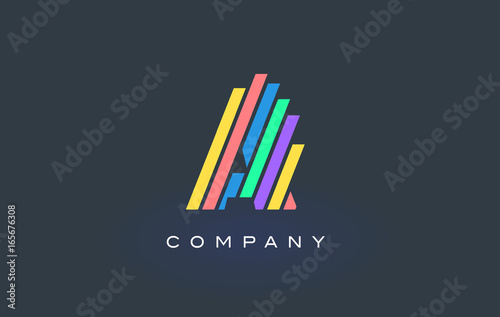 A Letter Logo with Colorful Lines Design Vector. Rainbow Letter Icon Illustration