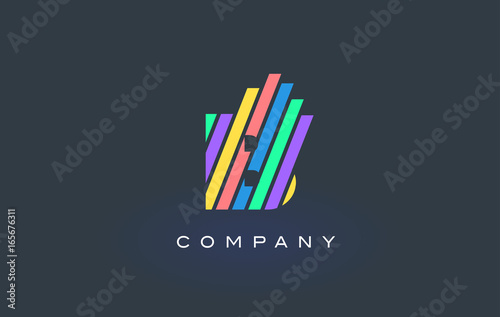 B Letter Logo with Colorful Lines Design Vector. Rainbow Letter Icon Illustration