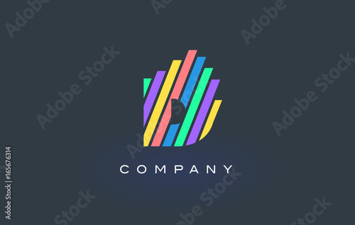 D Letter Logo with Colorful Lines Design Vector. Rainbow Letter Icon Illustration