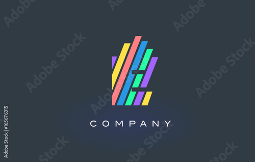 E Letter Logo with Colorful Lines Design Vector. Rainbow Letter Icon Illustration