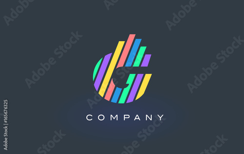 G Letter Logo with Colorful Lines Design Vector. Rainbow Letter Icon Illustration