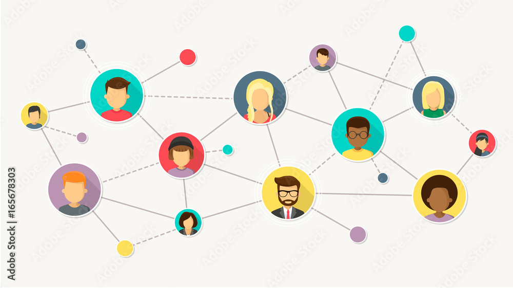 Netzwerk Flat Design Vektor Grafik Illustration Netzwerk Flat Design Vektor Grafik Illustration
