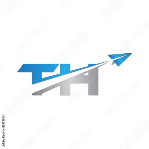 TH initial letter logo origami paper plane