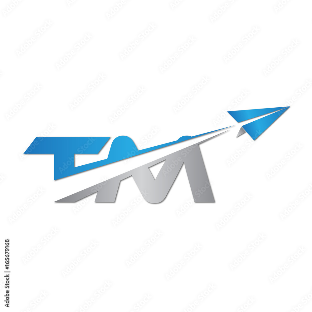 TM initial letter logo origami paper plane TM initial letter logo origami paper plane