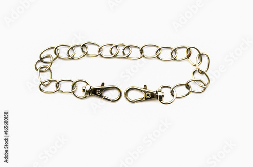 Stainless steel chain isolated on white background.