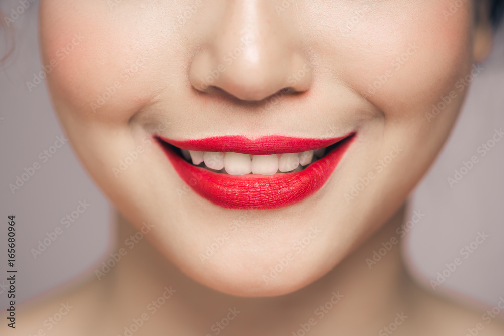 Red Sexy Lips closeup. Make up concept. Beautiful Perfect Lips. Red Sexy Lips closeup. Make up concept. Beautiful Perfect Lips.