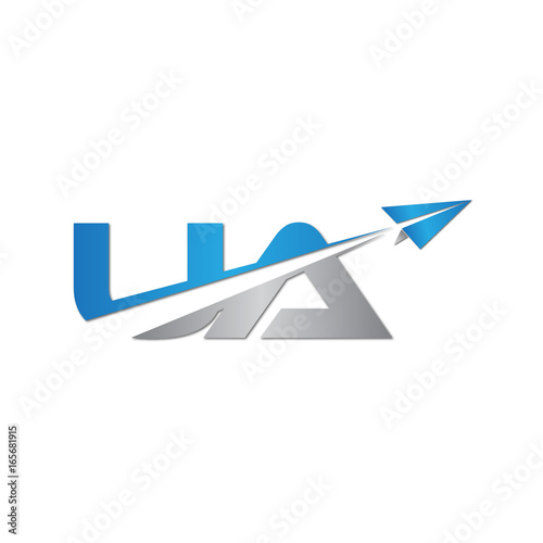 UA initial letter logo origami paper plane