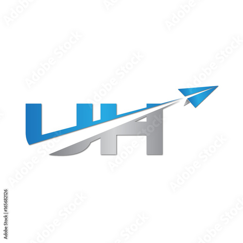UH initial letter logo origami paper plane