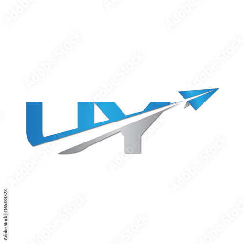 UY initial letter logo origami paper plane