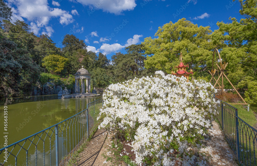 GENOA, (GENOVA), APRIL 28, 2017 - Diana Temple in Villa Durazzo- Pallavicini in Genoa Pegli, Italy; GENOA, (GENOVA), APRIL 28, 2017 - Diana Temple in Villa Durazzo- Pallavicini in Genoa Pegli, Italy;