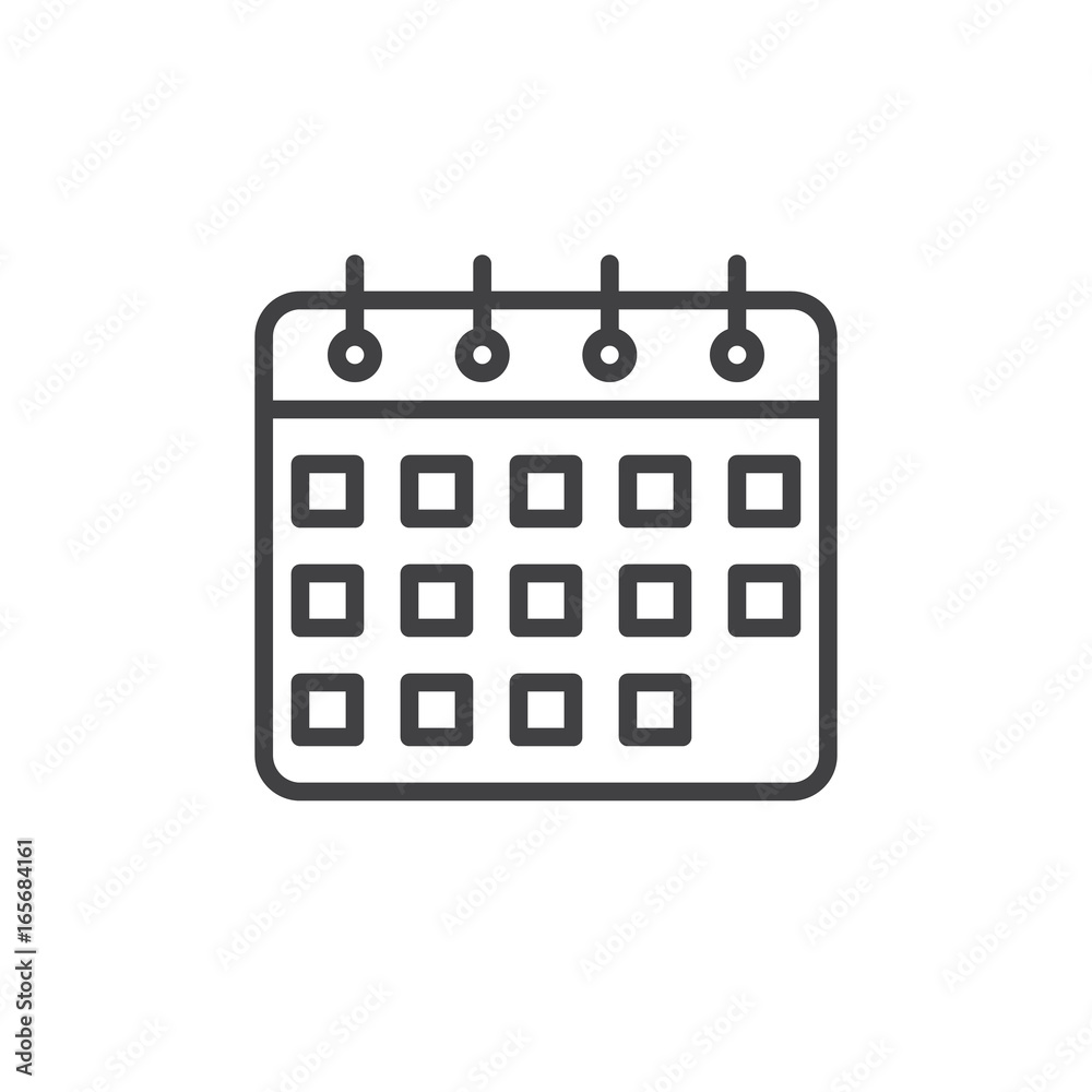 Calendar line icon, outline vector sign, linear style pictogram isolated on white. Symbol, logo illustration. Editable stroke. Pixel perfect vector graphics Calendar line icon, outline vector sign, linear style pictogram isolated on white. Symbol, logo illustration. Editable stroke. Pixel perfect vector graphics