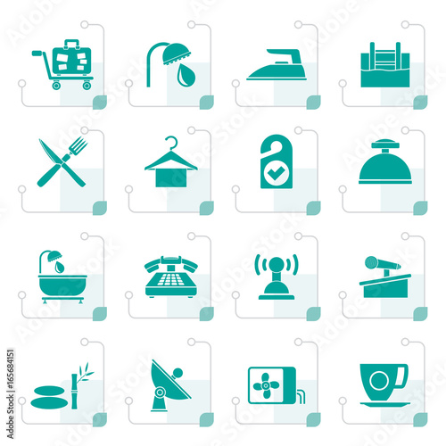 Stylized Hotel and motel icons - Vector icon Set