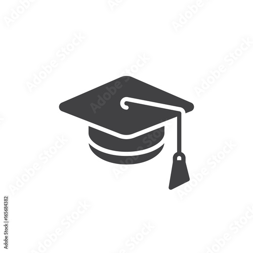 Square academic cap icon vector, filled flat sign, solid pictogram isolated on white. Mortarboard, Graduation symbol, logo illustration. Pixel perfect vector graphics