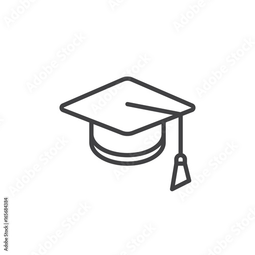 Square academic cap line icon, outline vector sign, linear style pictogram isolated on white. Mortarboard, Graduation symbol, logo illustration. Editable stroke. Pixel perfect vector graphics