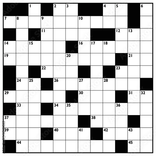 Crossword with empty boxes to insert any words for a clear message, brief heading or explicit information in keywords - square format template. photo