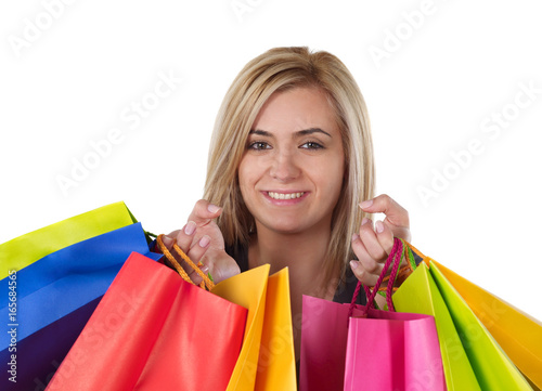 Excited girl with shopping bags