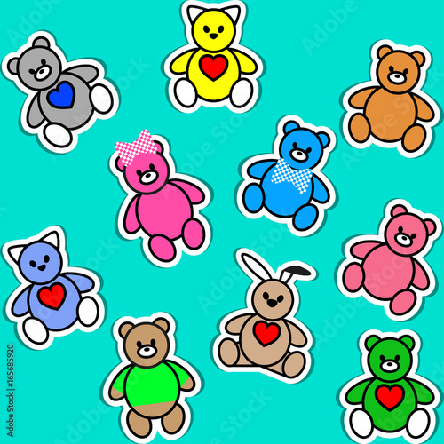 Set of of Bear  Rabbit and Cat. Vector illustration EPS10 for sticker  label or price tag