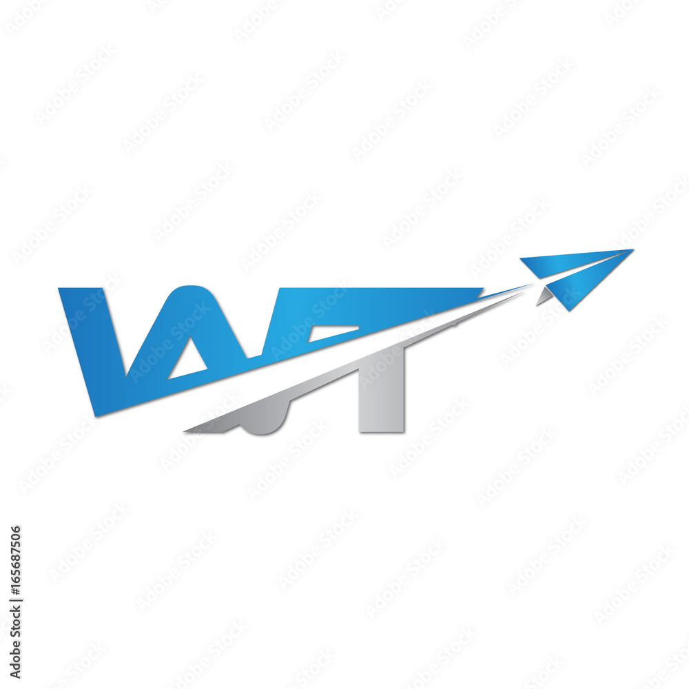 WT initial letter logo origami paper plane WT initial letter logo origami paper plane