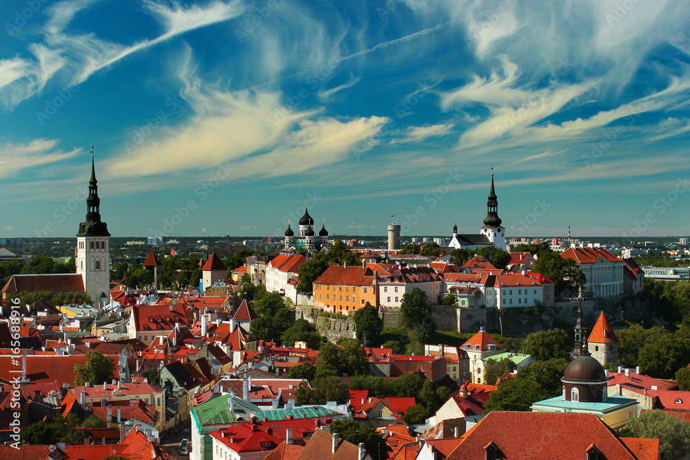 Old town of Tallinn, Estonia. View from Oleviste church.