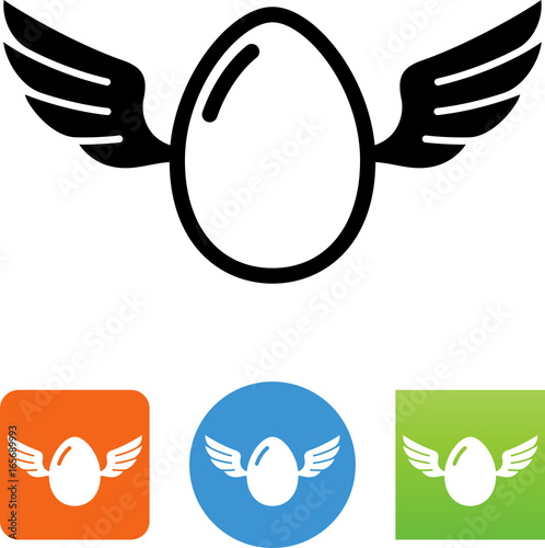 Egg With Wings Icon - Illustration