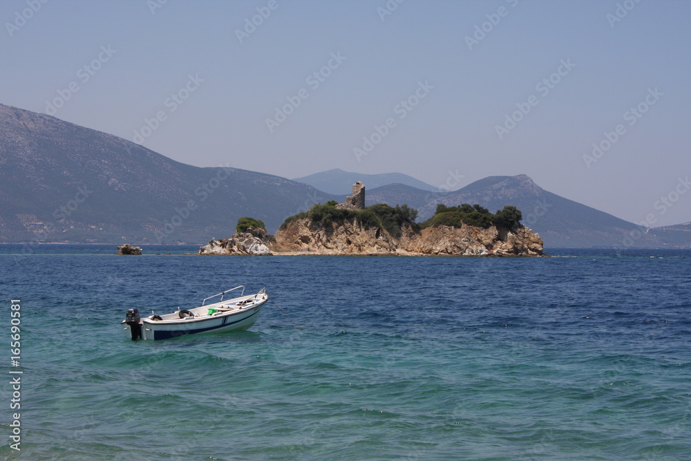 boat n a beautiful bay, Evia, Greece
