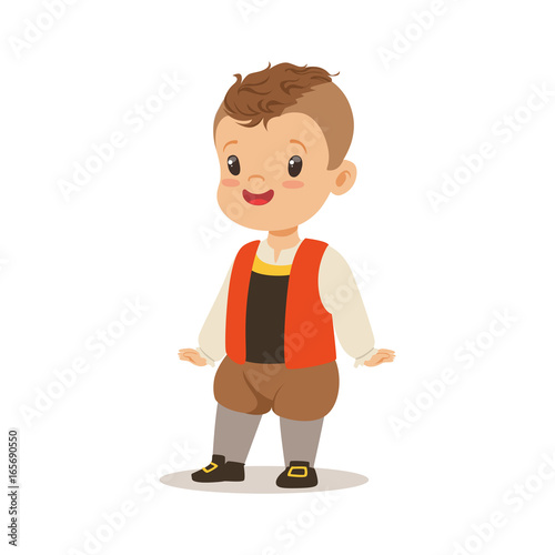 Boy wearing national costume of France colorful character vector Illustration