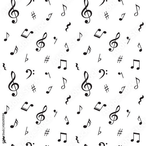 Seamless pattern with music notes. Vector illustration.