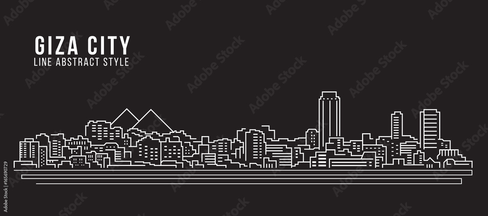 Cityscape Building Line art Vector Illustration design - Giza city