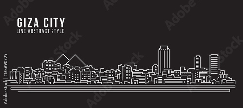 Cityscape Building Line art Vector Illustration design - Giza city