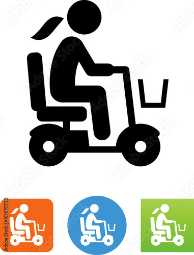 Female Senior Citizen Riding Mobility Scooter Icon - Illustration