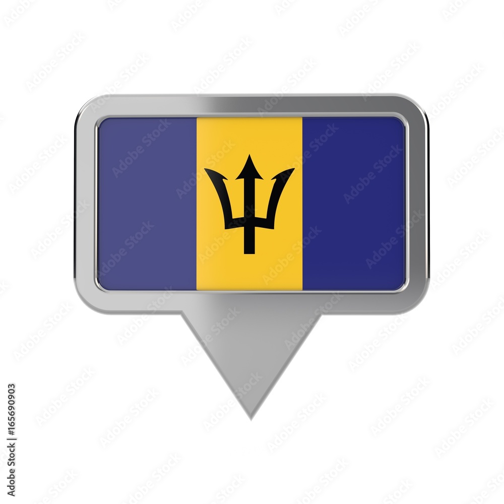Barbados flag location marker icon. 3D Rendering Barbados flag location marker icon. 3D Rendering