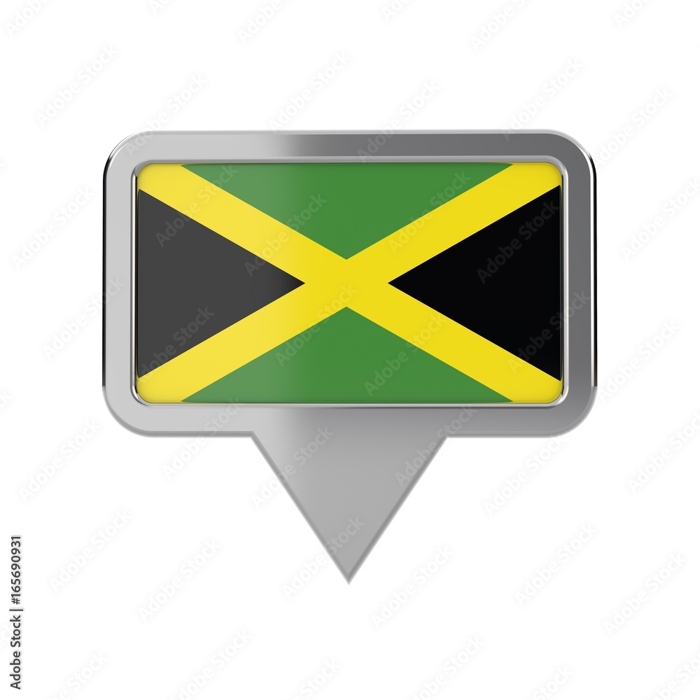 Jamaica flag location marker icon. 3D Rendering Jamaica flag location marker icon. 3D Rendering