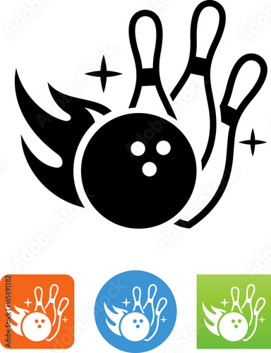 Flaming Bowling Ball Hitting Pins Icon