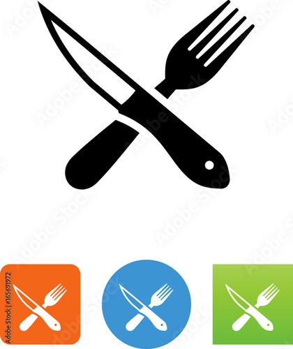 Fork And Steak Knife Icon - Illustration