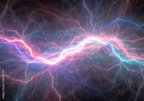 Red and blue lightning, electrical background